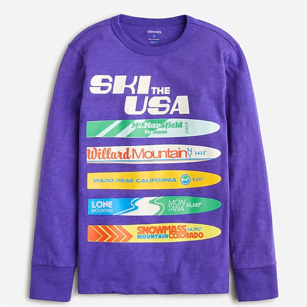 Crewcuts Purple Kids Ski Graphic Long Sleeve Shirt